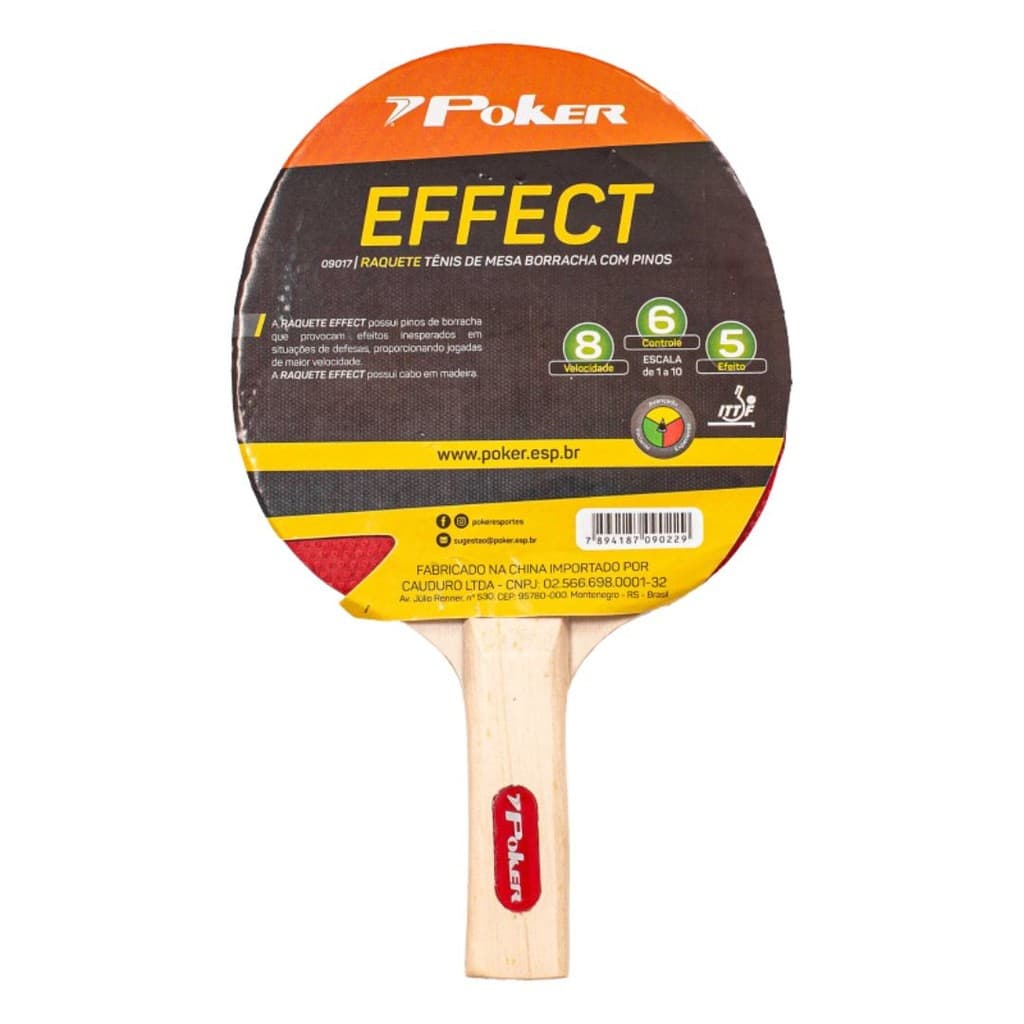 Raquete Tênis de Mesa Ping Pong Borracha com Pinos Effect