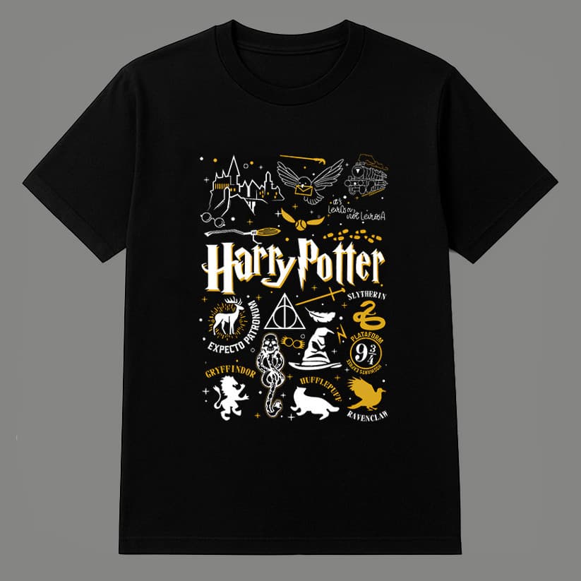 Camiseta Básica Harry Potter Algodão Casual Conforto Streetwear Unissex Moderna Versátil Moda