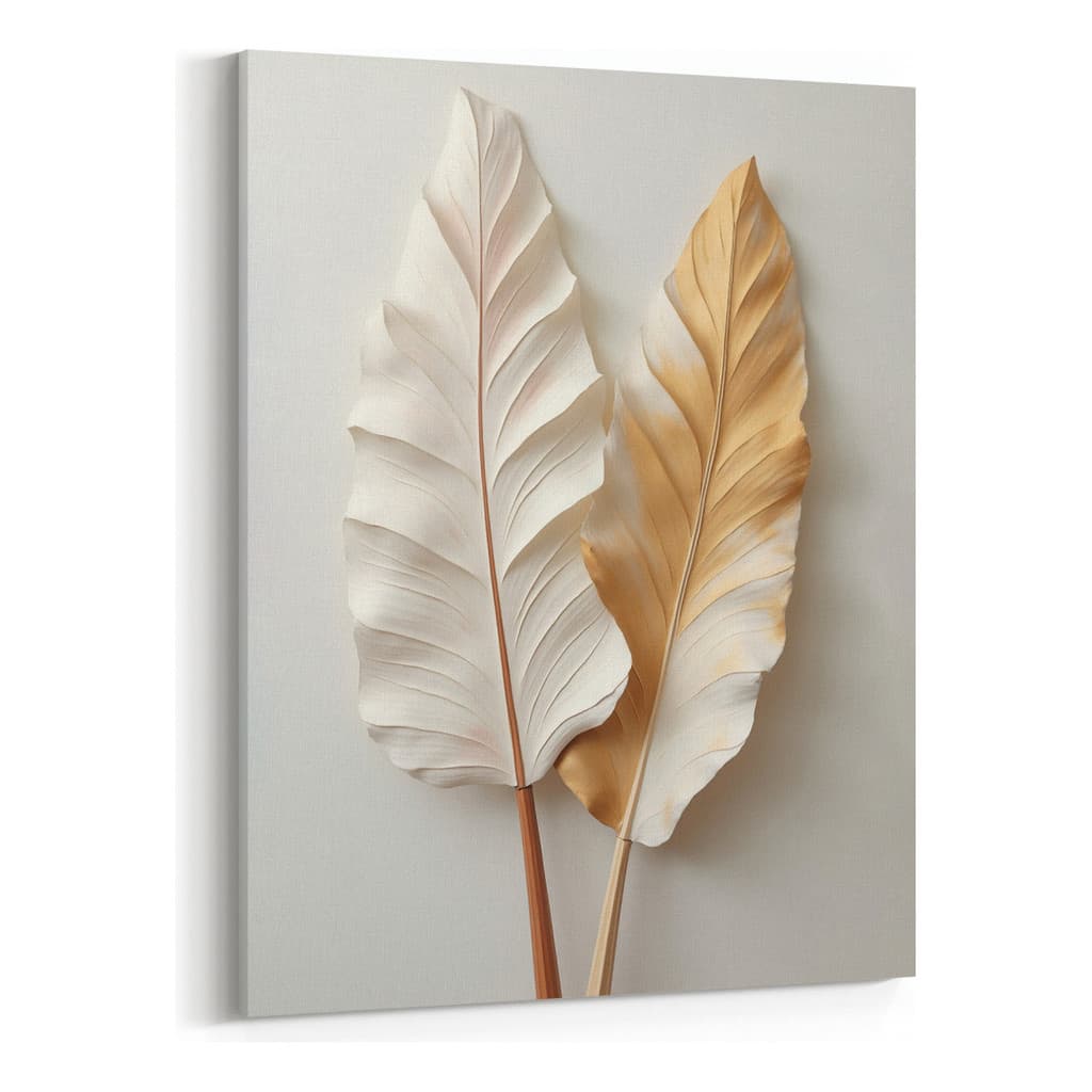 Quadro Decorativo Grande Folhas Luxo Tons Neutros Toque Boho Mosaico Sala Quarto Cozinha Escritório