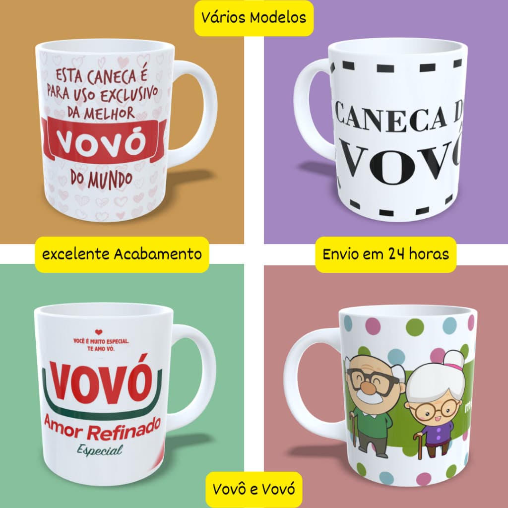 Caneca Dia dos Avós, Vovô, Vovó! Vários Modelos! Envio em 24 horas! Promoção Exclusiva!