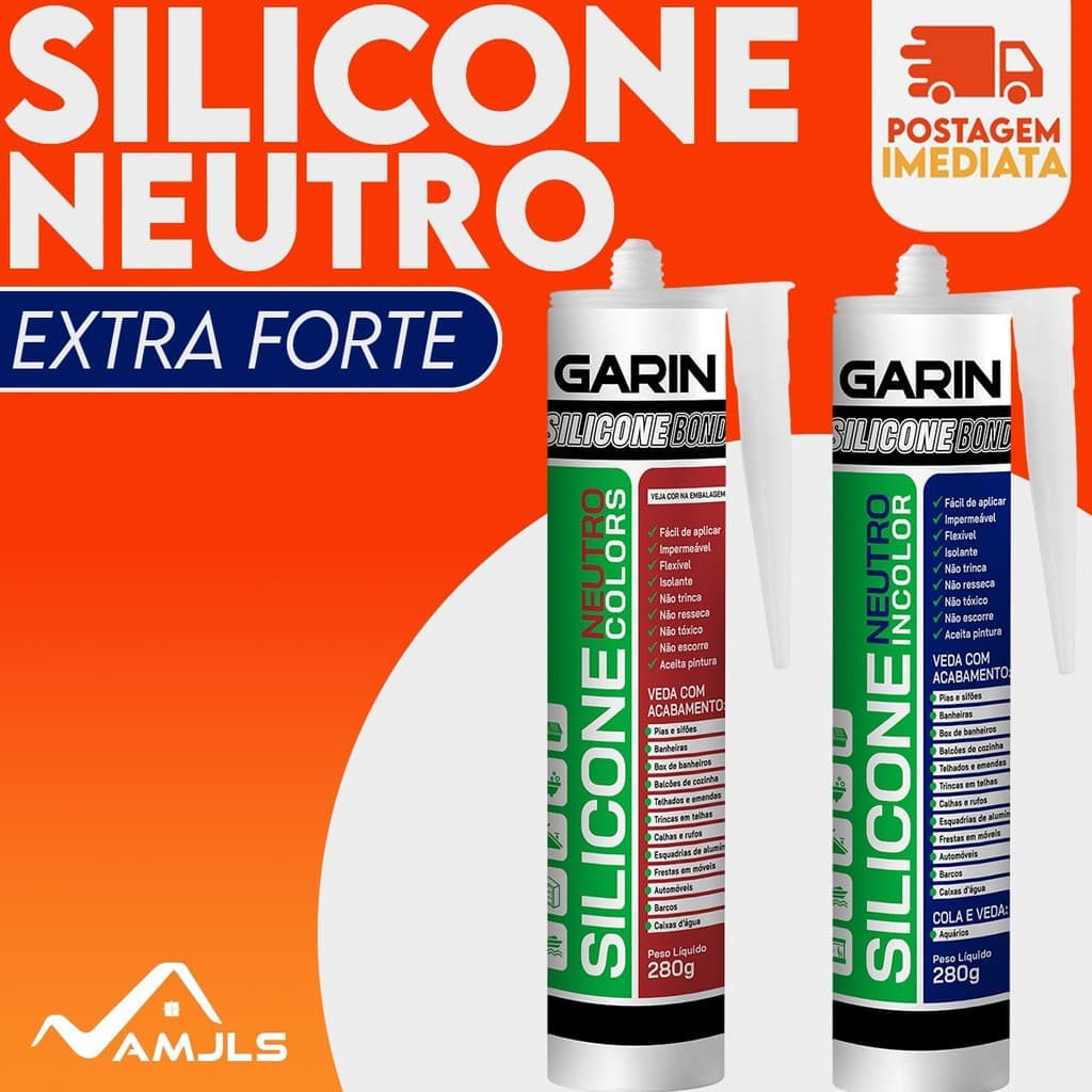Cola Silicone Neutro Multiuso Para Aquários e Box Garin 280g