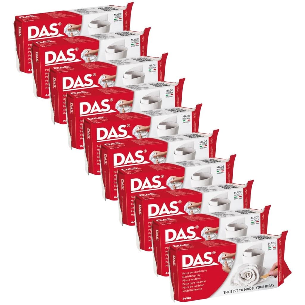 Kit 10 Massa para Modelar Cerâmica Fria Branca 500g - DAS