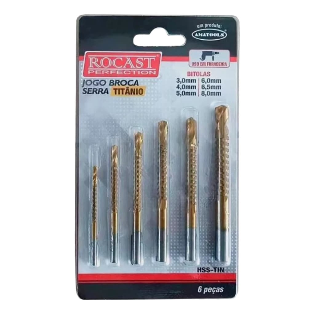 JOGO BROCAS SERRAS 3.0 A 8.0MM (6 PCS) ROCAST