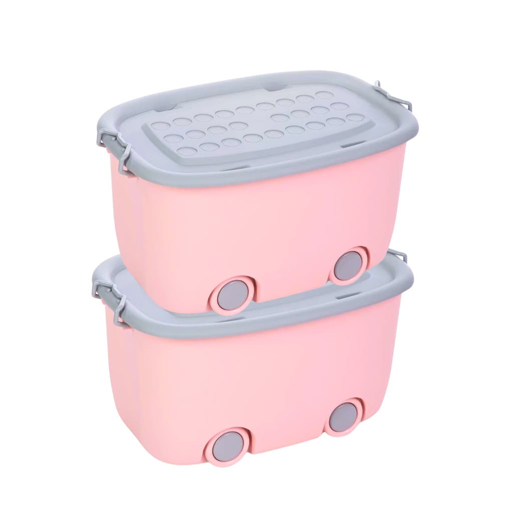 2 Organizador De Brinquedo Quarto Infantil Multiúso 50l Rosa
