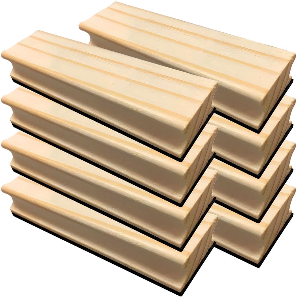 Kit 8 Apagador de Madeira para Lousa Quadro Giz Escolar Profissional 13cm Stalo