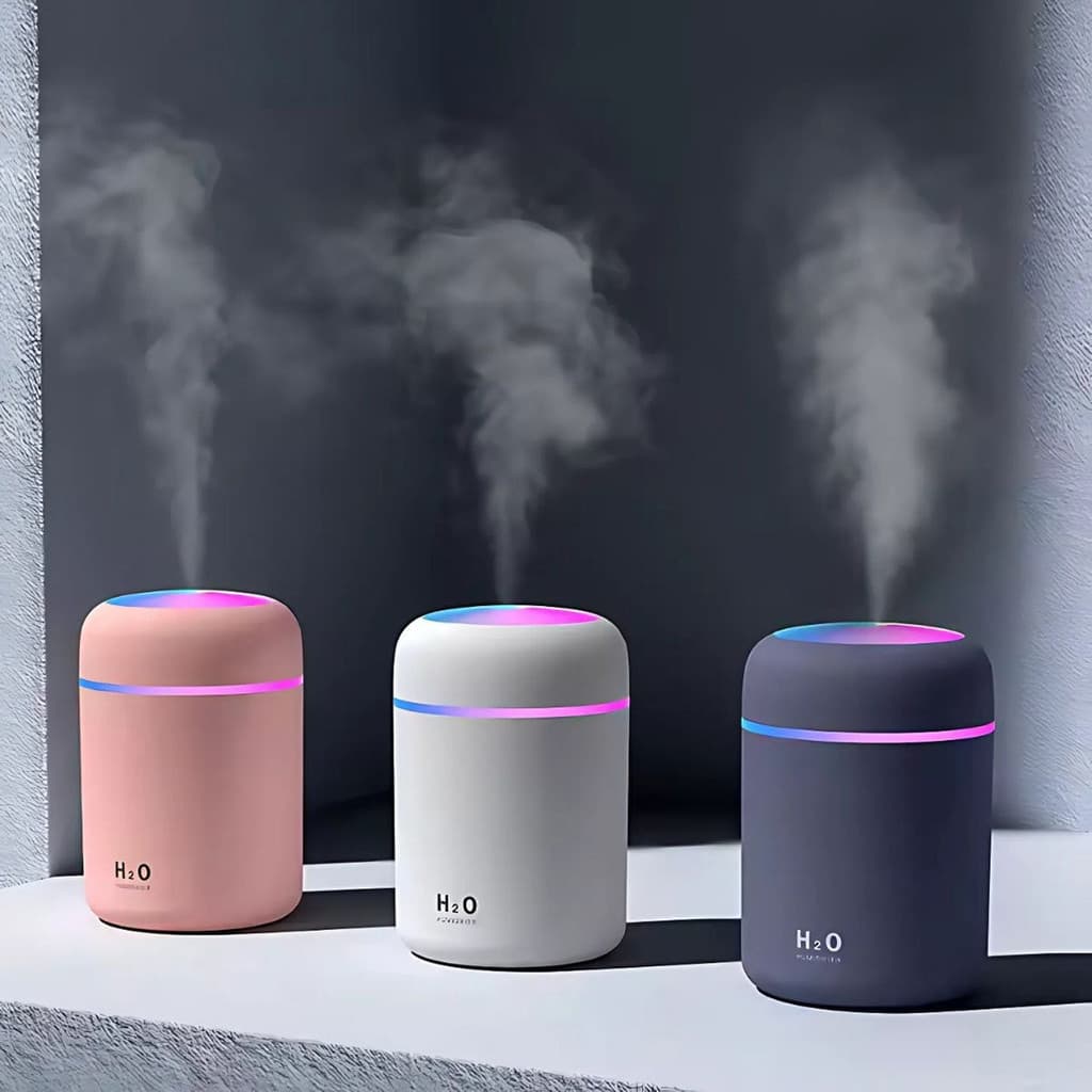 Umidificador Difusor Aromatizador Ultrassônico Estilo Branco com Led 7 cores com controle