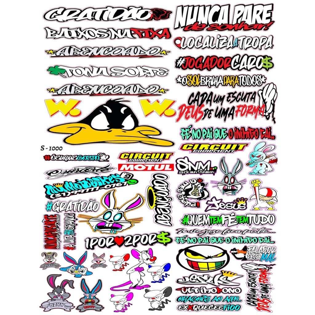 Super Cartela De Adesivos S003 - 50 Adesivo Top   - Carro - Moto - Caminhão - Bike - Frase - Escola -- Adesivos - Escola
