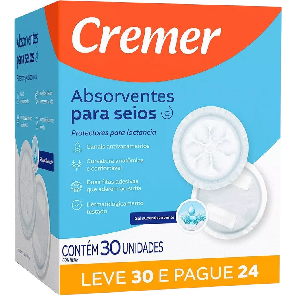 Absorvente Para Seios Cremer Toque Suave Leve 30 Pague 24 Un