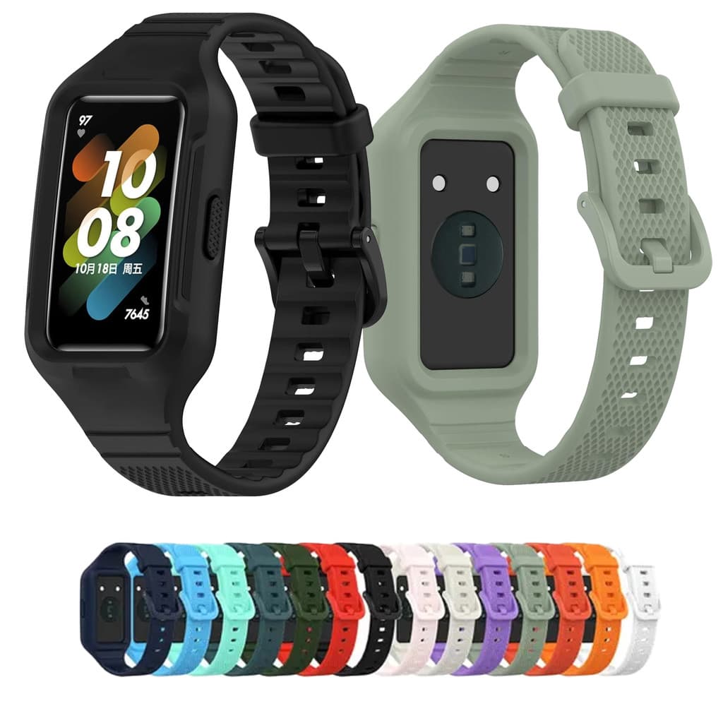 Pulseira De Silicone Com Capa Completa Para Huawei Band 10 9 8 7 6