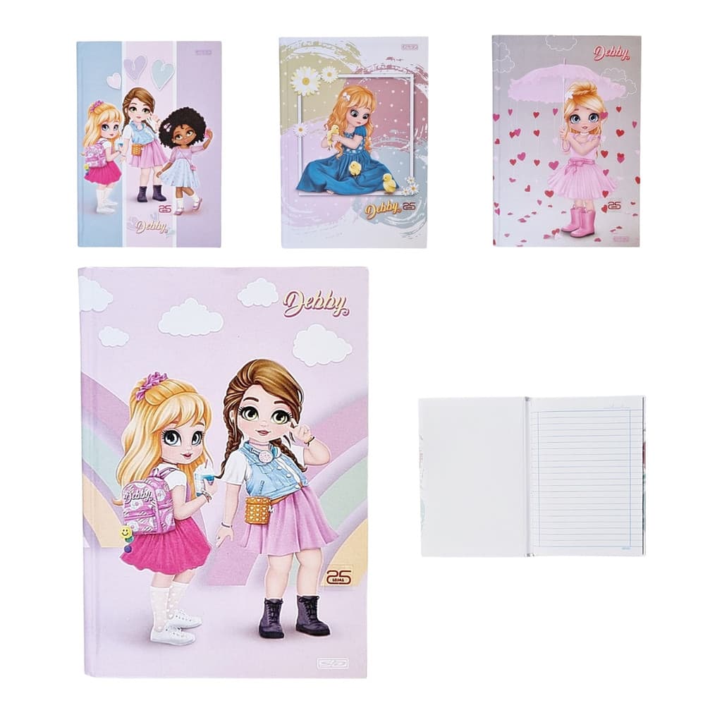 Caderno Brochura Peq 1/4 Debby 80fls Capa dura 104897