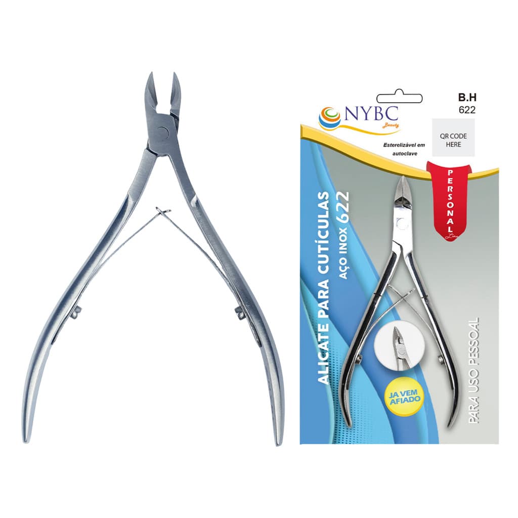 Alicate para cutículas Mola Dupla Aço Inox