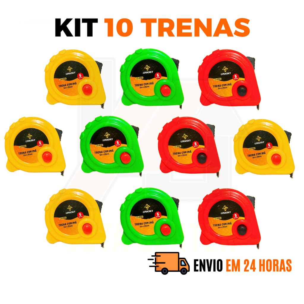 Kit Trena Métrica 5 Metros Profissional Com Trava Fita de Aço
