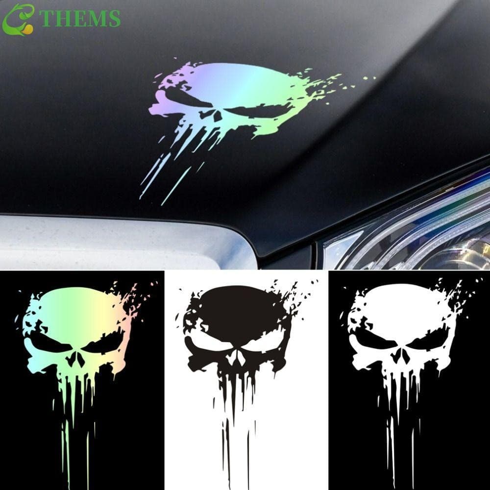 THEMS Punisher Crânio Adesivo Carro Sangue Vinil Motocicletas Decoração Acessórios De Estilo De Decalque De Caveira
