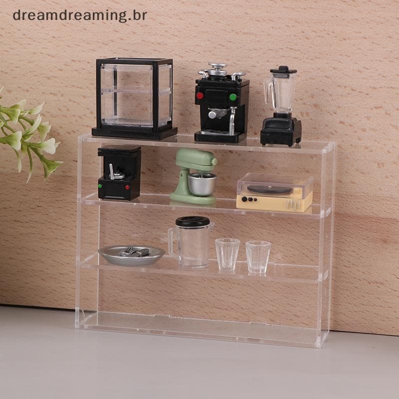 1pc Casa De Bonecas Móveis Em Miniatura Cafeteira Xícara De Café Prateleira De Armazenamento Simulação Decoração De Brin
