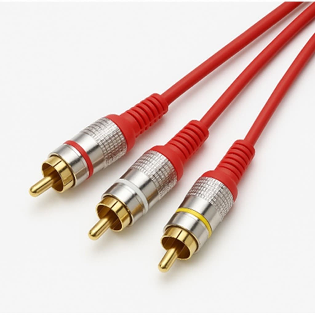 CABO 3 RCA + 3 RCA GOLD FITZ 3M VERMELHO
