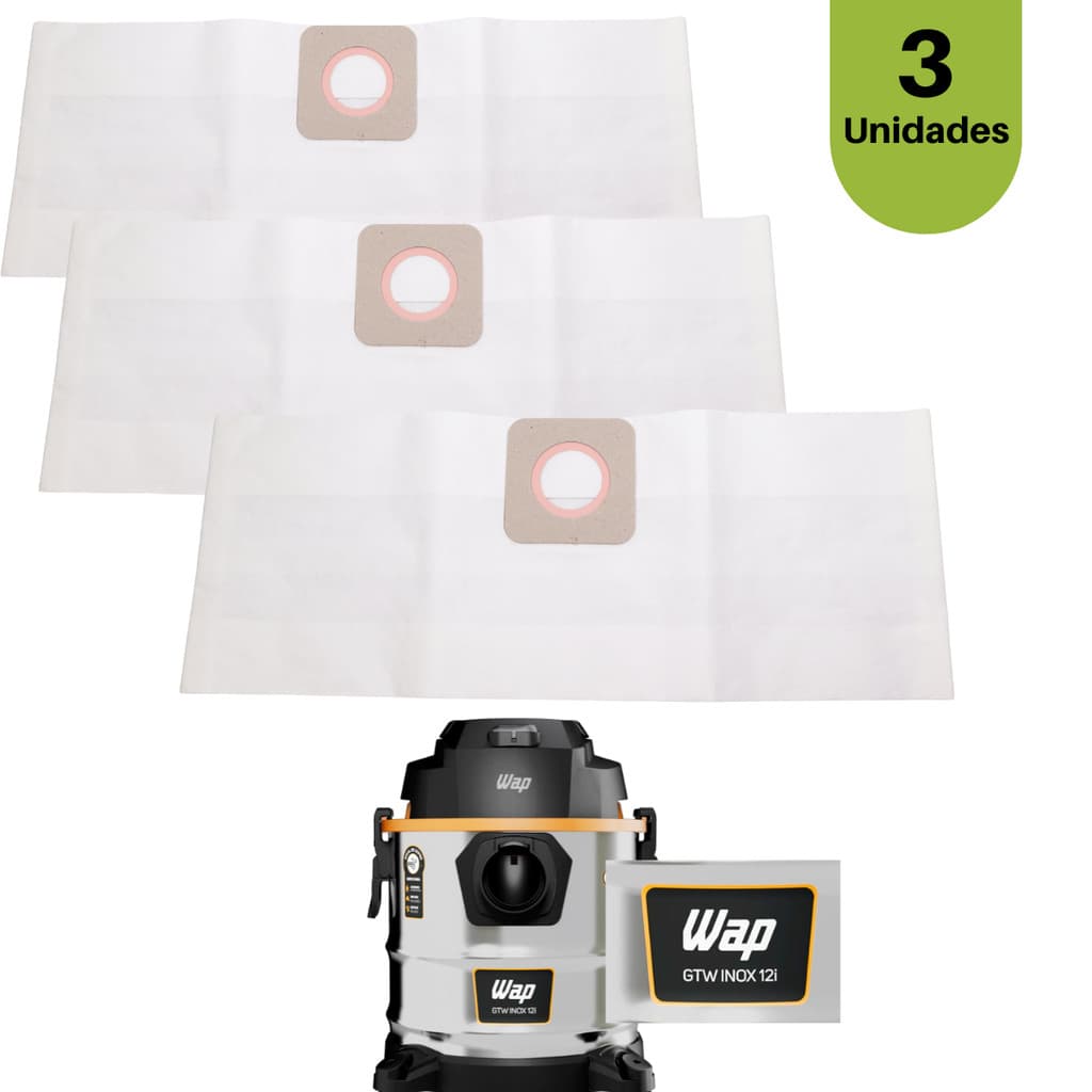 Saco de Aspirador Wap Gtw Inox 12i linha casa e pro 3 unid