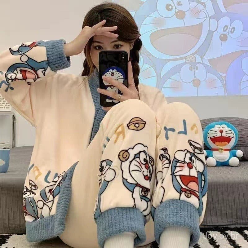 Joyjoy Conjunto De Pijama De Inverno Flanela De Pelúcia Adulto Coral De Veludo Manga Longa Outono 2021 Novo Espessado Do