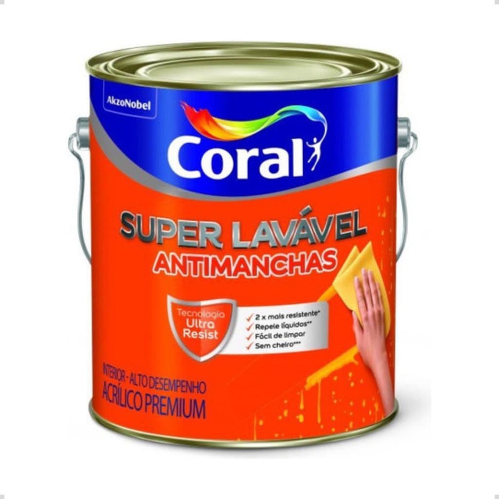 Tinta Acrílica Premium Coral Super Lavável 3,6l Branco