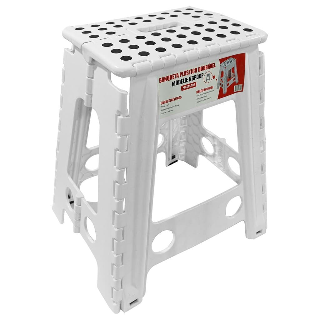 Banqueta Plástico Dobrável Camping Pesca 45cm 150kg
