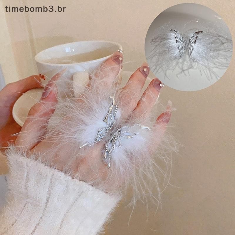 Anéis Abertos De Penas De Unhas Para Foto , Artesanato De Pelúcia , Anel Fotográfico Estúdio Exibição De Maquiagem Color