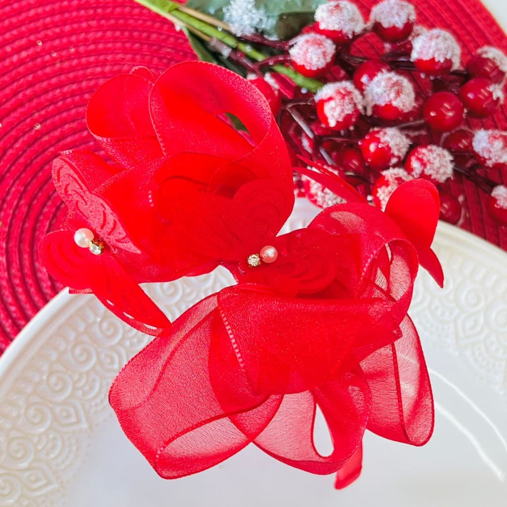 Tiara infantil vermelha / Tiara luxo / arco infantil/ arco de cabelo vermelho / Tiara organza com borboletas
