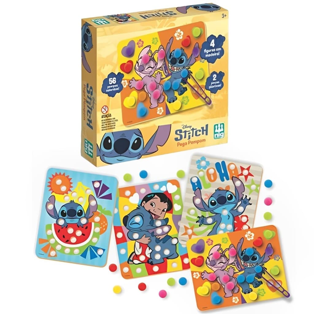 Jogo Infantil Coordenação Motora Pega Pom Pom Stitch Disney