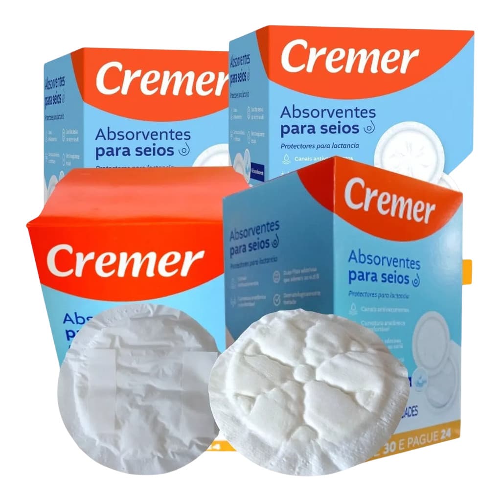 Kit 4x Absorvente Para Seios Cremer Toque Suave 30un Cada