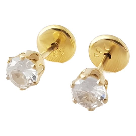 Brinco Ponto De Luz De Zirconia Tarracha Baby Banhado A Ouro