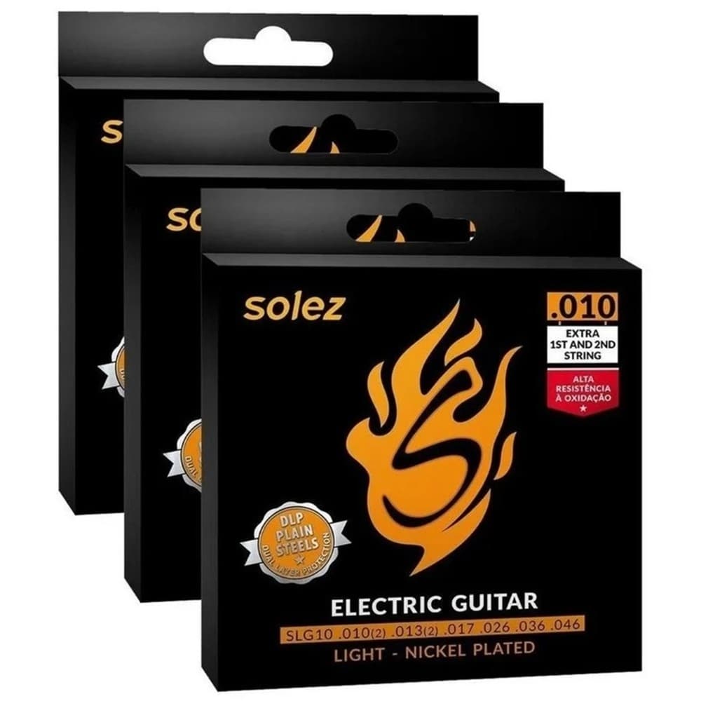 KIT ENCORDOAMENTO GUITARRA SOLEZ SLG10 DLP 0.010 - 3 UNIDADES