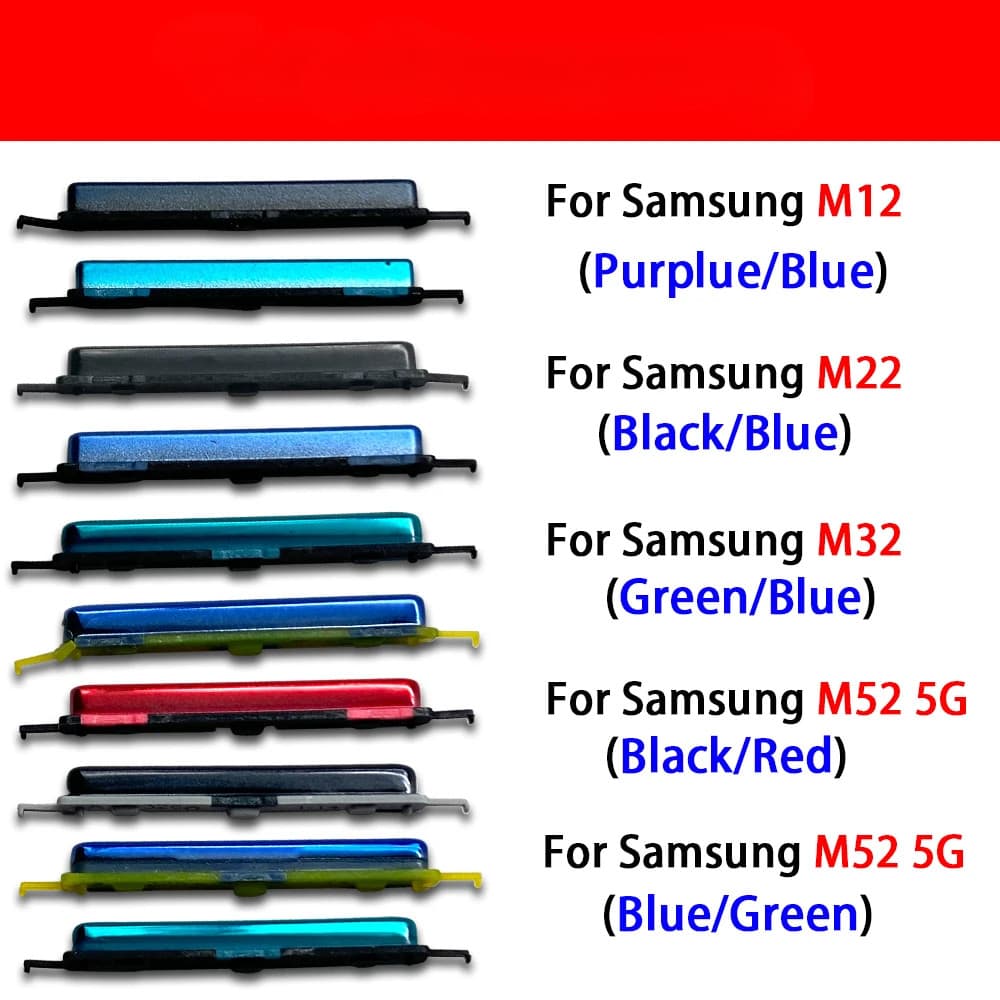 Novo Para Samsung Galaxy M12 M22 M32 M52 M62 Volume De Energia Botão Lateral Chave Ligar/Desligar Cima Baixo Substituir
