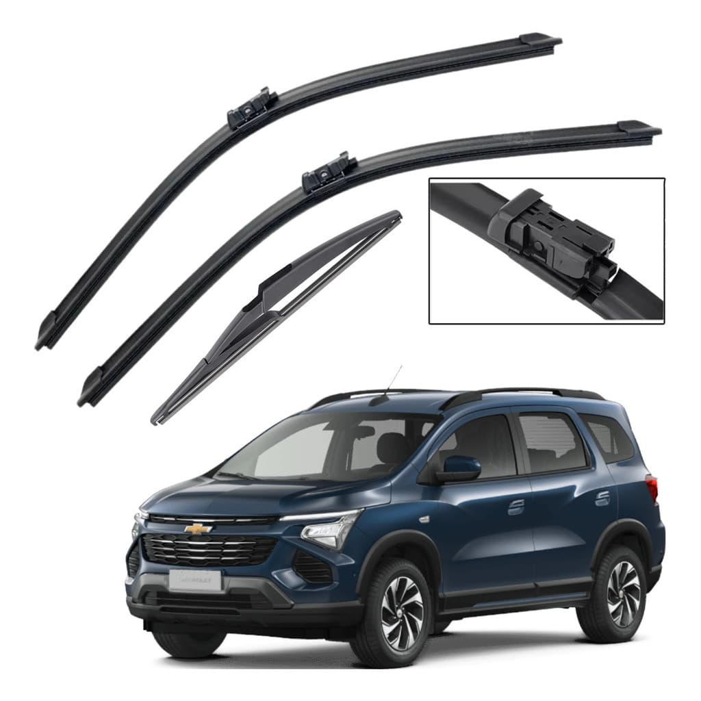 Kit Palhetas Limpador de Para-brisa Silicone Chevrolet Spin 2012 a 2026 Soft Flex