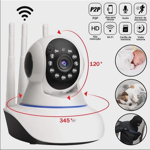 Câmera IP de Segurança 360 WiFi Hd Visao Noturna Audio Bidirecional Yoose