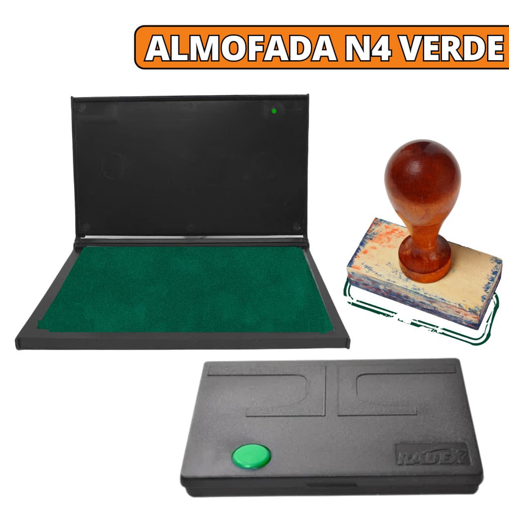 Almofada Carimbeira Grande Com Tinta Verde Para Carimbo De Madeira
