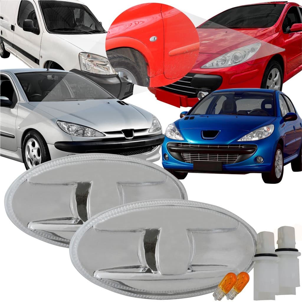 Par Lanterna Lateral Pisca Peugeot 206 207 307 407 Partner + Soquete e Lâmpada