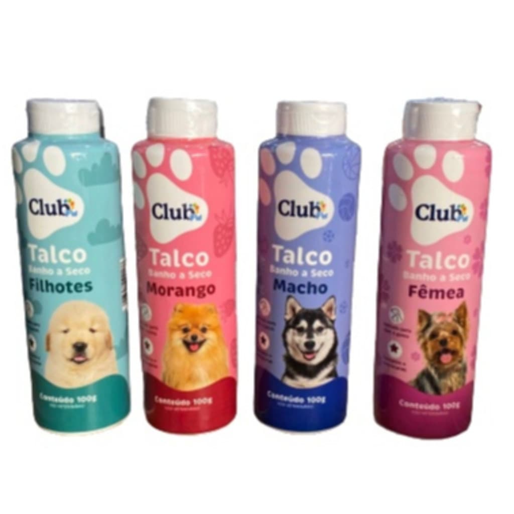 Talco Para Banho A Seco 100ml Para Pet Cachorro - Macho/ Fêmea/ Filhotes/ Morango