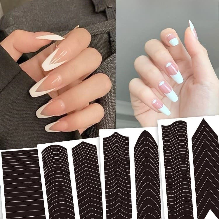 Adesivo Auxiliar Lateral Para Arte Em Unhas Francesas , Forma De V Esmalte