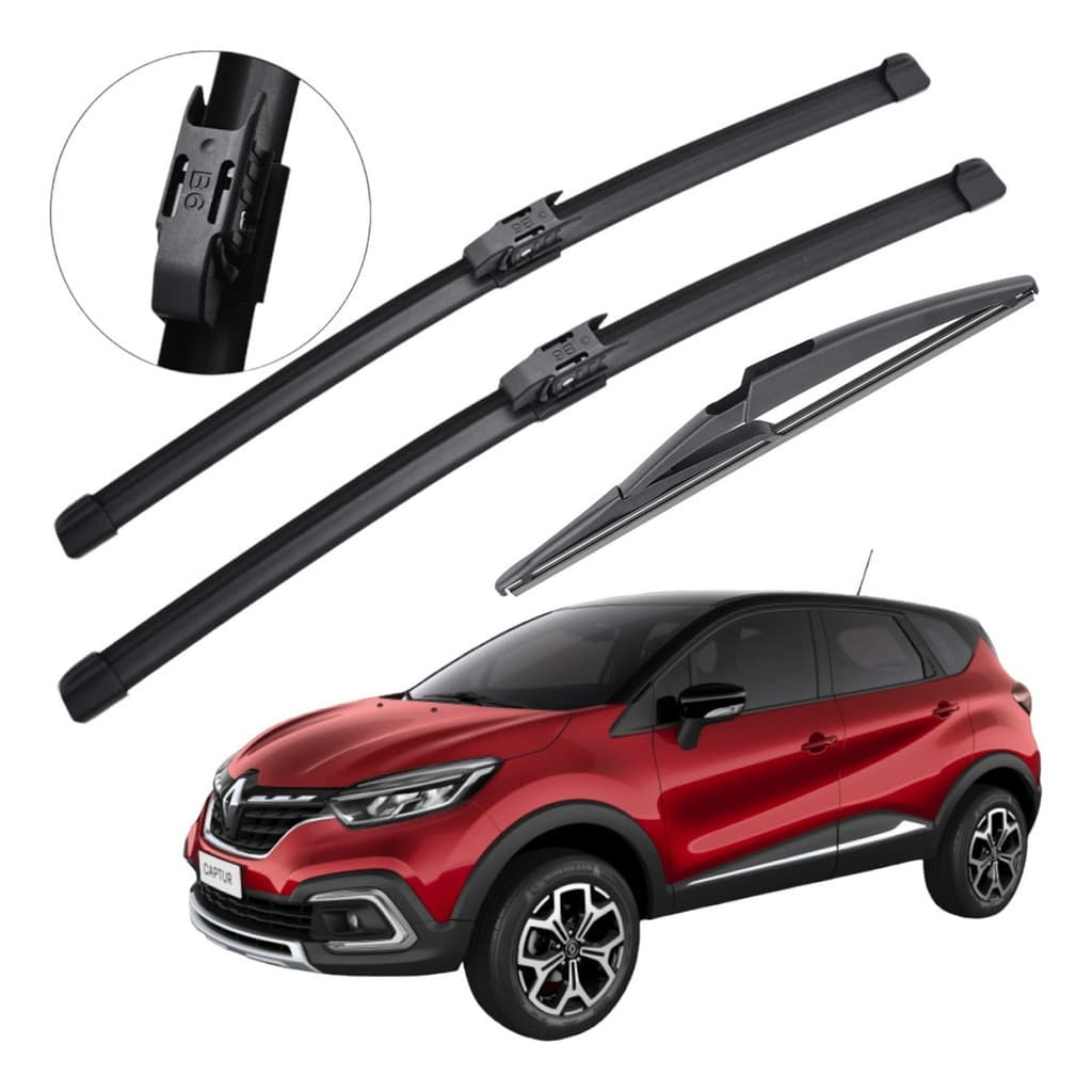 Palhetas Limpador Parabrisa Silicone Renault Captur 2017 2018 2019 2020 2021 2022 2023 2024