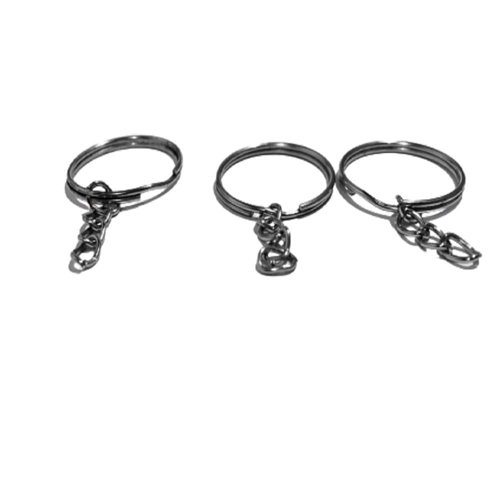Argola de chaveiro c/ corrente 25mm - cor niquelado - com 20 unidades