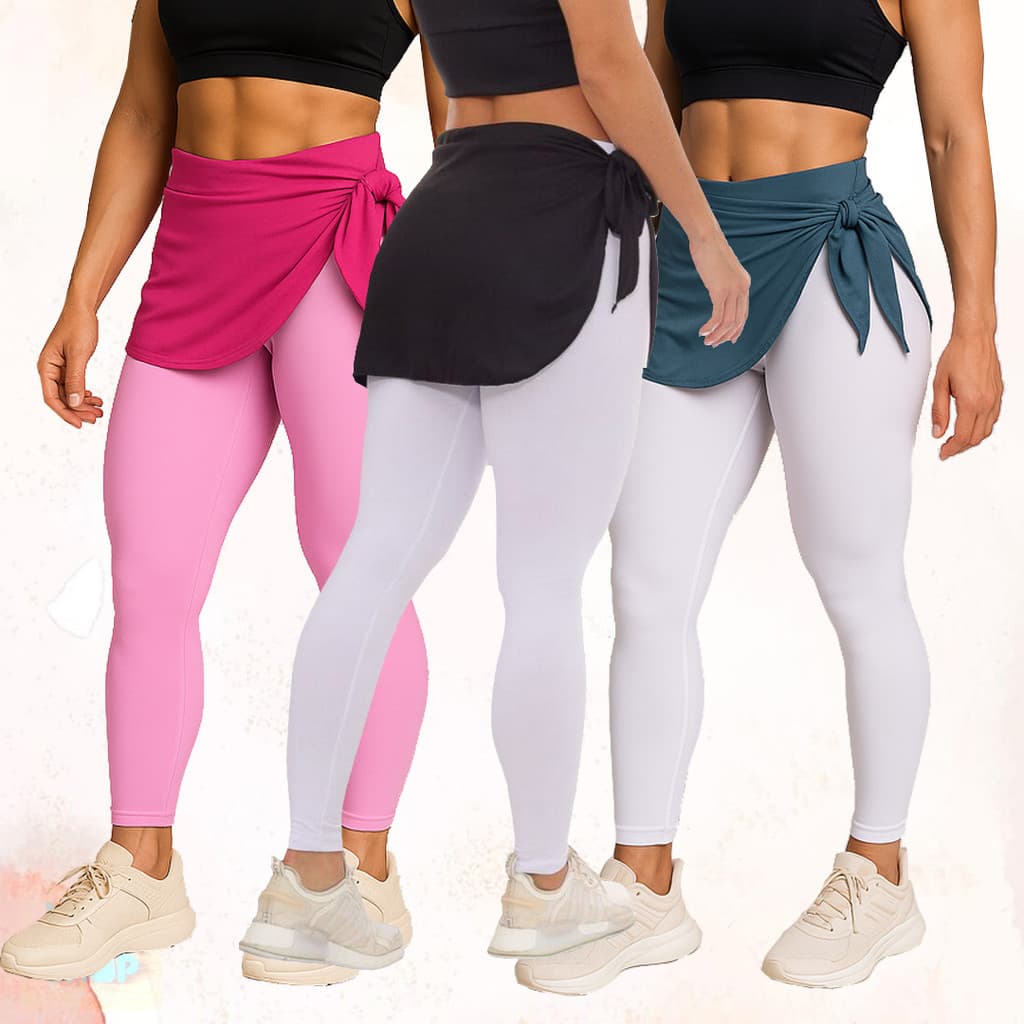 Kit 3 Tampa Bumbum Feminino Academia Modelo Saia de Amarrar Fitness