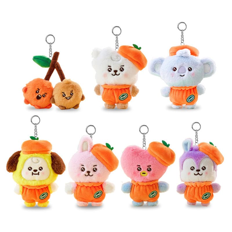 Bt21 bts série laranja boneca de pelúcia pingente bonito dos desenhos animados boneca saco pingente chaveiro
