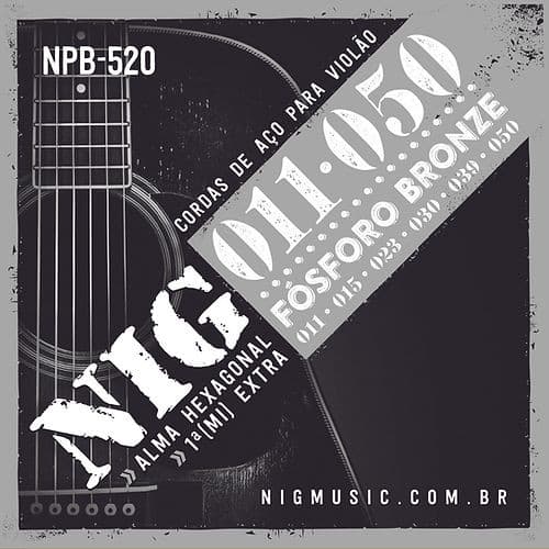 Cordas Violao de Aço 011 NIG Encordoamento FOSFORO BRONZE NPB520