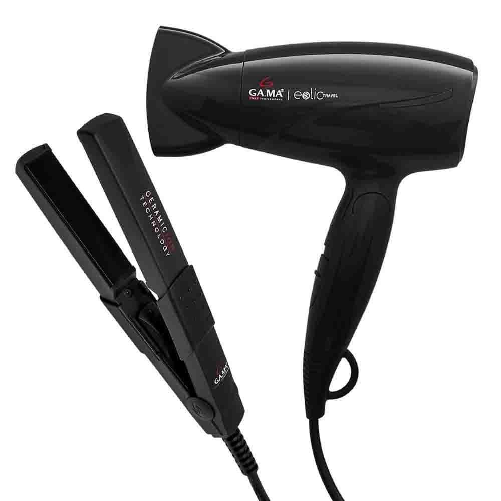 GA.MA ITALY Kit Portátil Secador Eolic Travel E Prancha Mini Bivolt