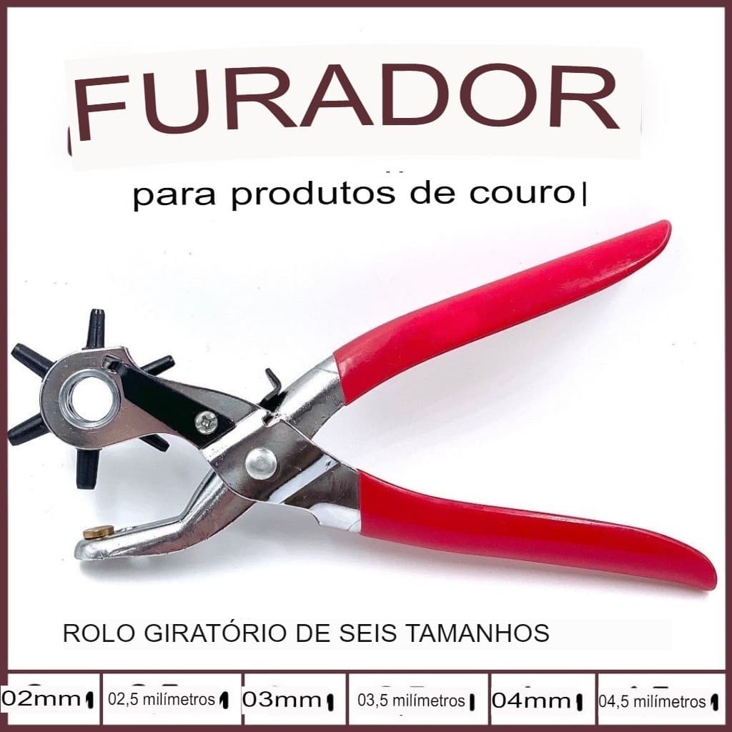 Alicate Furador Vazador Chinelo Couro Cinto Eva Papel 6 Furos