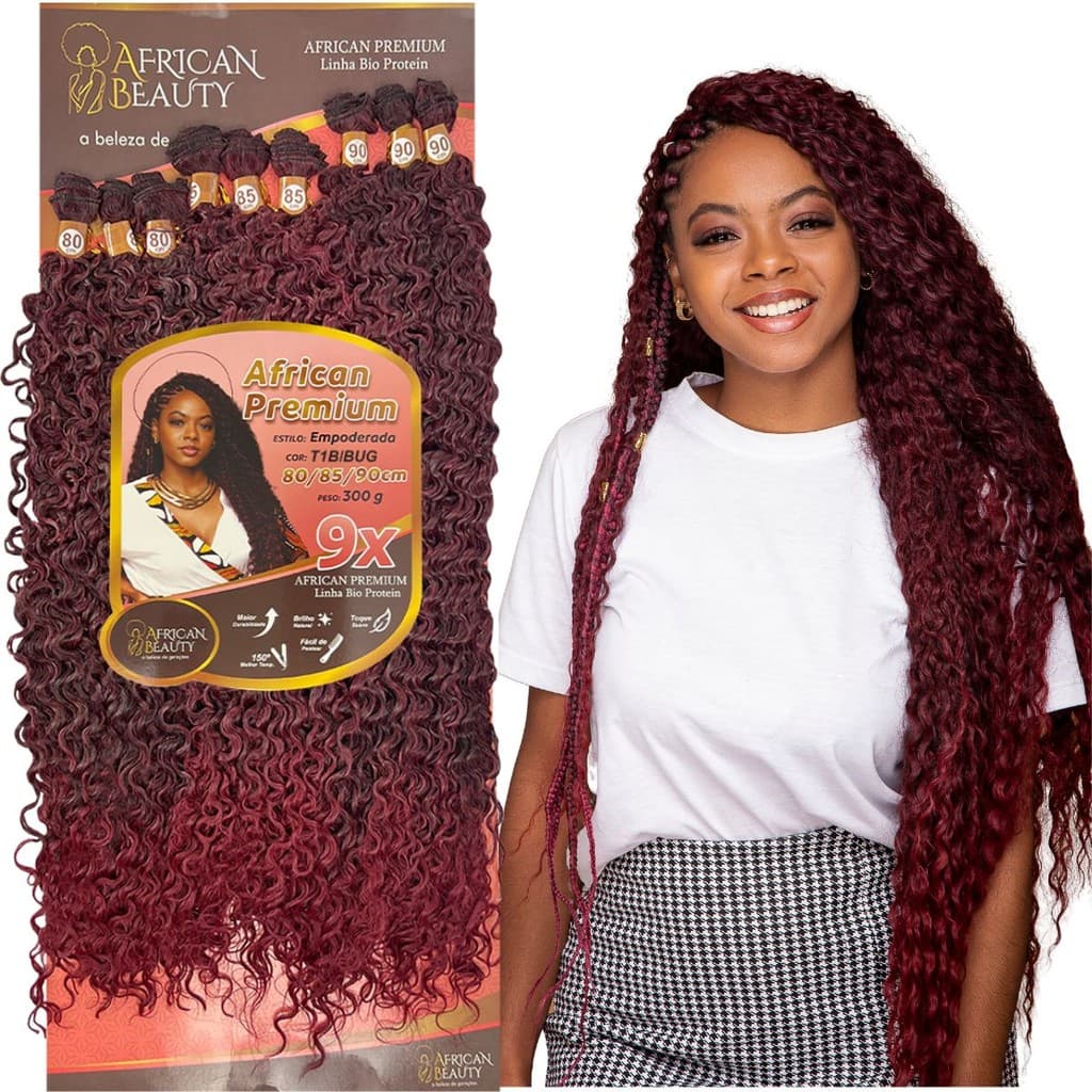 Cabelo Aplique Cacheado Longo 90cm Modelo Empoderada Fibra De Bio Proteina African Beauty