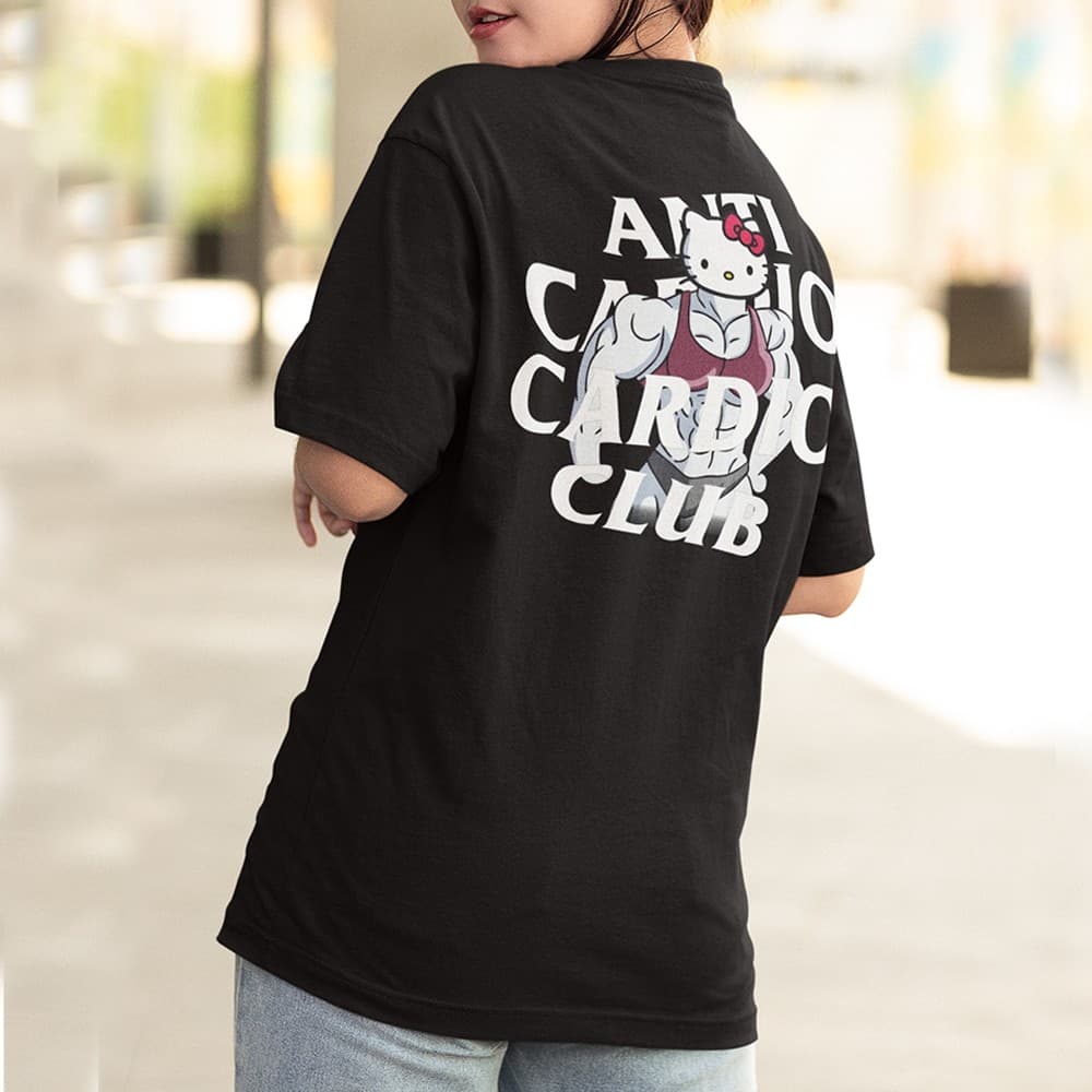 Camiseta Feminina Anti Cardio Oversized Treino Blusão Premium Academia