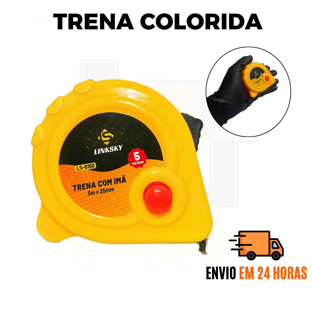 Trena Métrica 5 Metros Profissional Com Trava Fita de Aço