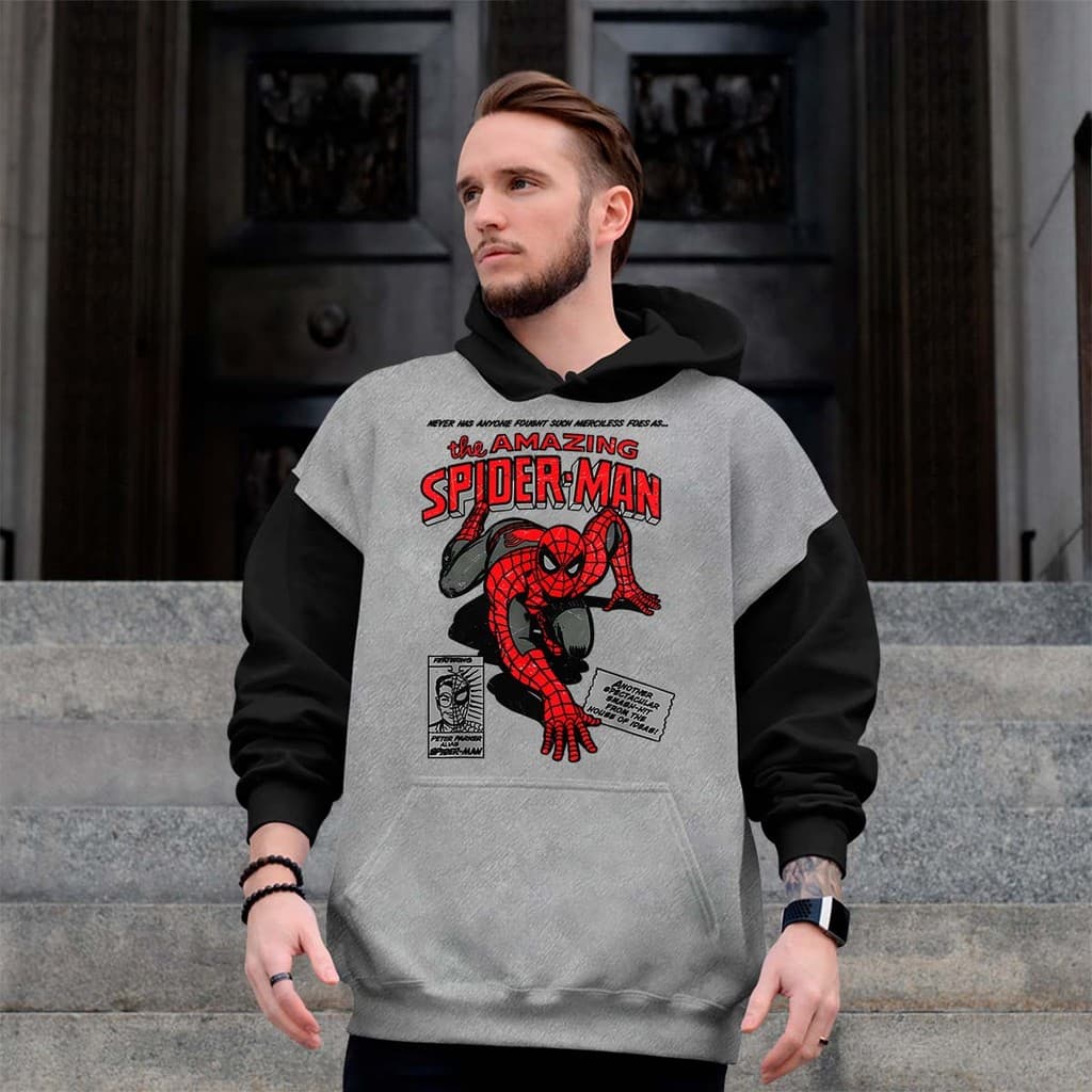 Blusa de Frio Moletom SPIDER MAN AMAZING com Capuz e Bolso Quente Flanelada