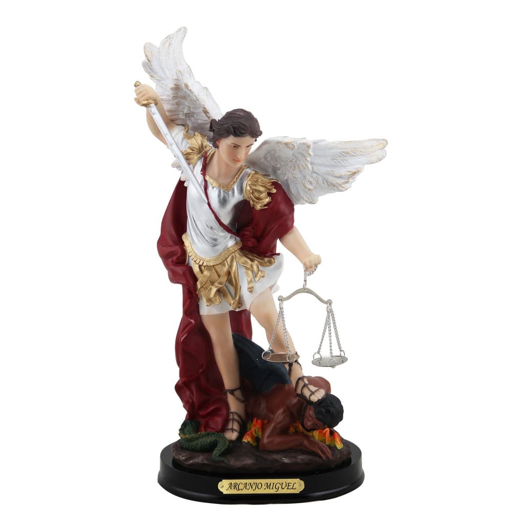 ARCANJO MIGUEL IMAGEM RELIGIOSA RESINA FEITO A MÃO 14CM