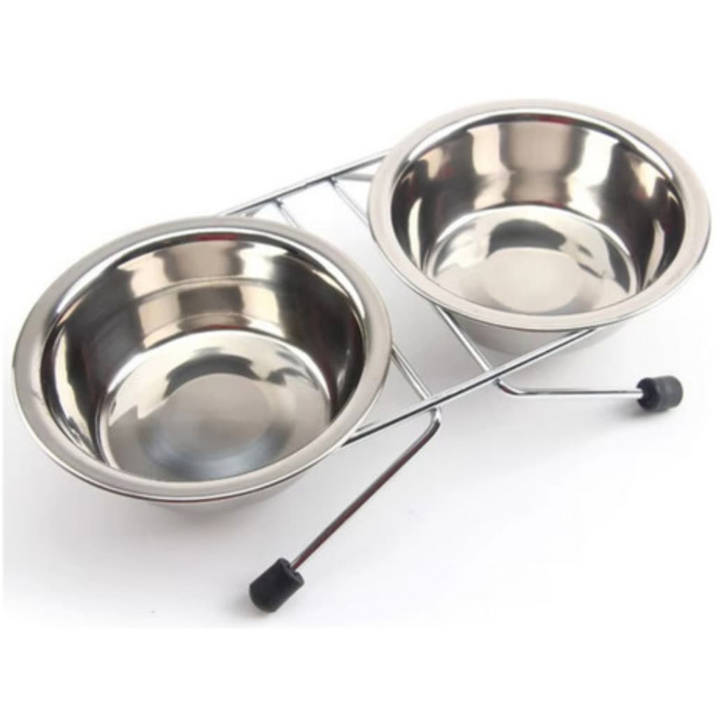 Comedor Elevado Vasilha Dupla Ração Água Suspenso Inox
