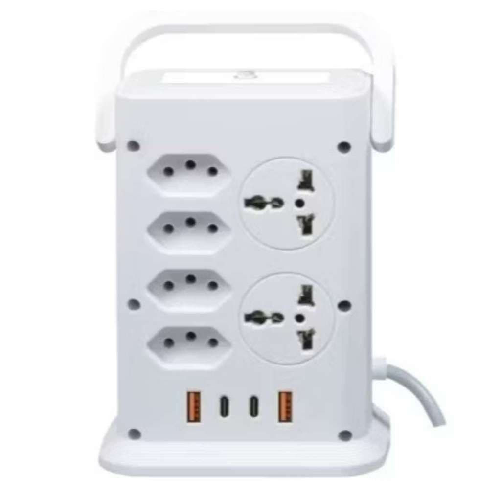 Filtro de Linha Torre Extensão 12 Tomadas 2 Universal 2 Usb 2 tpc Botão ON/OFF Cabo 2M Bivolt